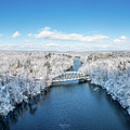 Canterbury Snowy Bridge Over River